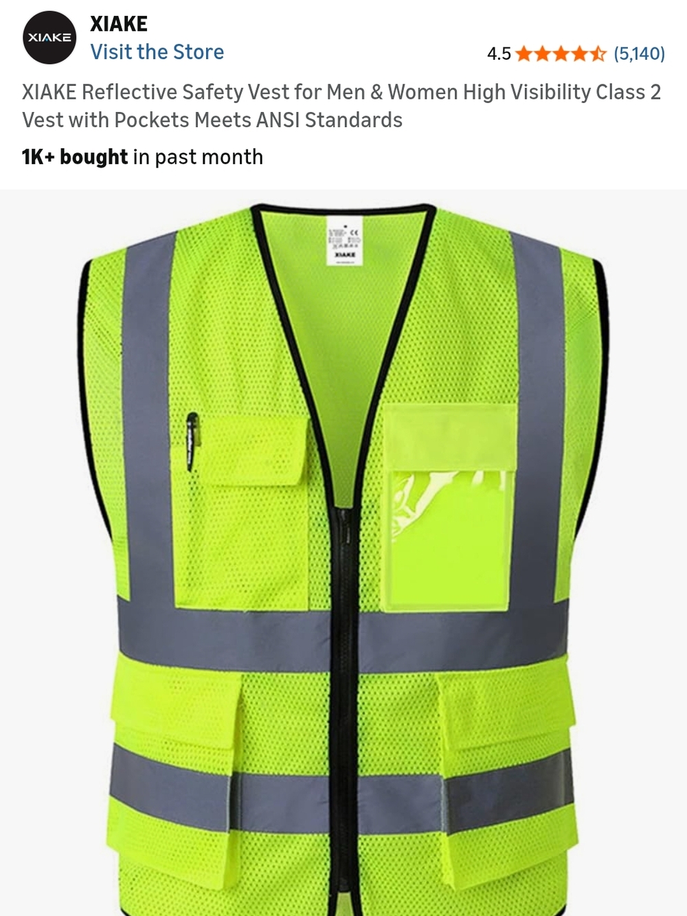 High-Visibility Reflective Safety Vest - Neon Yellow with Grey Stripes